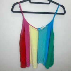 Entro Rainbow Color Striped Sleeveless Top Size Medium